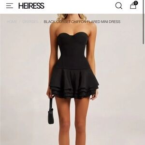 BLACK CORSET CHIFFON FLARED MINI
DRESS